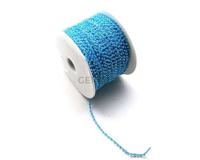 Cordon con abalorio. 2x3mm/88x77mm. Azul turquesa