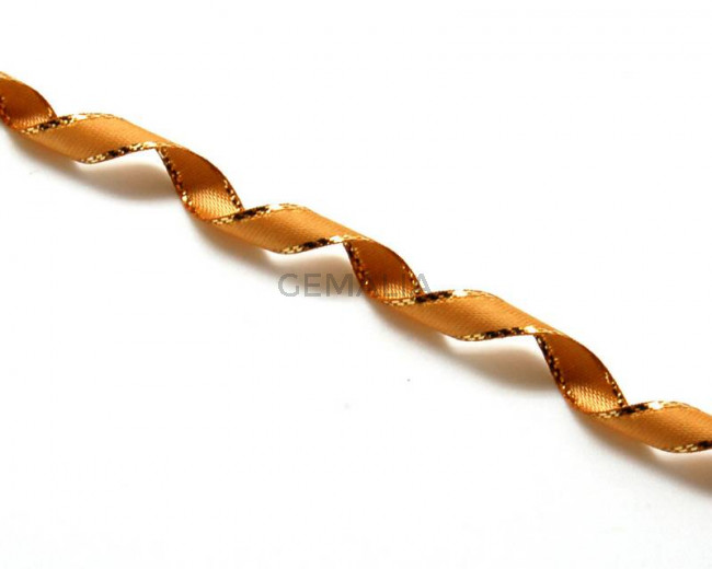 Lazo saten fantasia. 7mm. Marron claro. Calidad superior