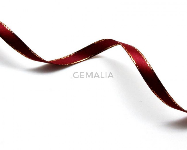Lazo saten fantasia. 7mm. Granate. Calidad superior