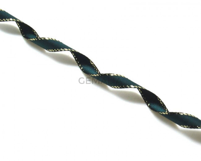 Lazo saten fantasia. 7mm. Verde botella. Calidad superior