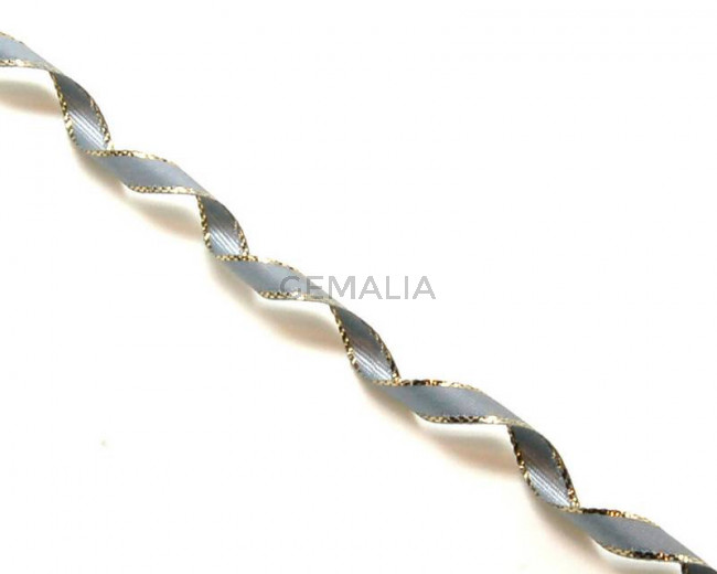 Lazo saten fantasia. 7mm. Gris claro. Calidad superior