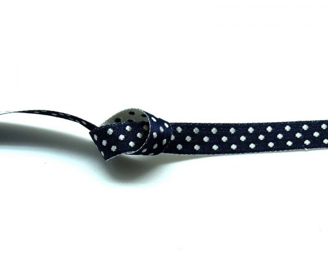 Lazo. Reversible-puntos. 10mm. Azul marino-blanco. Calidad superior