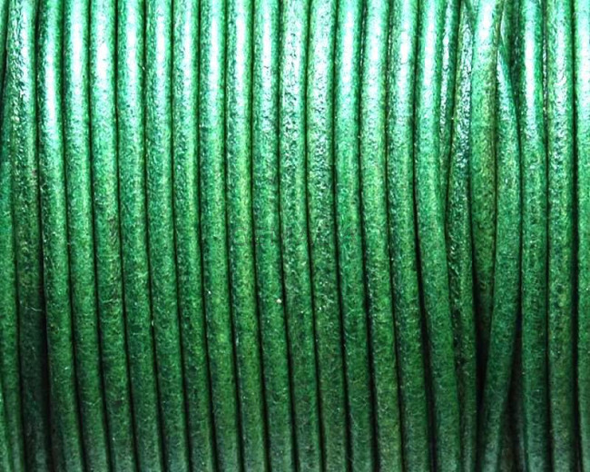 Cuero Redondo 2mm. Verde. Calidad superior