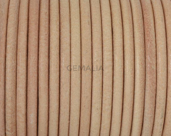 Cuero Redondo 3mm. Natural. Calidad Superior