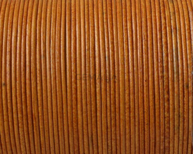 Cordon de Piel de canguro Redondo 1mm. Mostaza. Calidad superior.