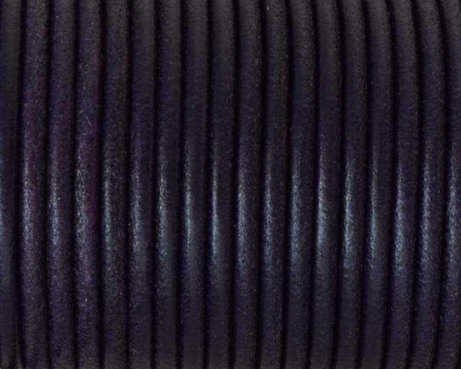 Cordon de cuero redondo 3mm. Morado. Calidad superior.