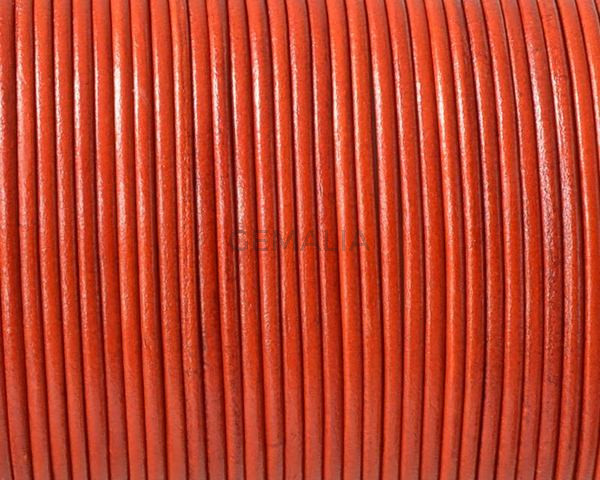 Cordón de piel de canguro redondo 1,6mm. Naranja oscuro. Calidad superior.