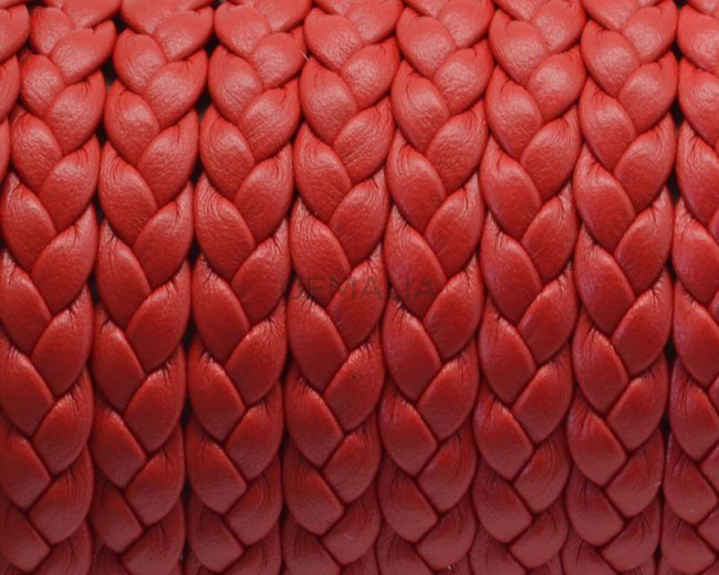 Cuero trenzado Plano 6,5x2mm. rojo. Calidad Superior
