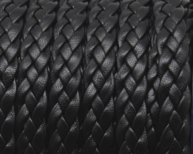Cuero trenzado Plano 9x2mm. negro. Calidad Superior
