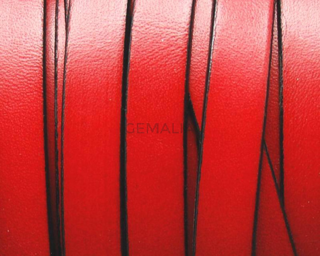 Cuero Plano 10x1,5mm. Rojo-borde negro. Calidad superior