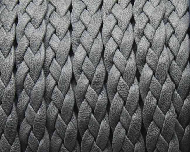 Cuero trenzado Plano 9x2mm. gris Mate. Calidad Superior