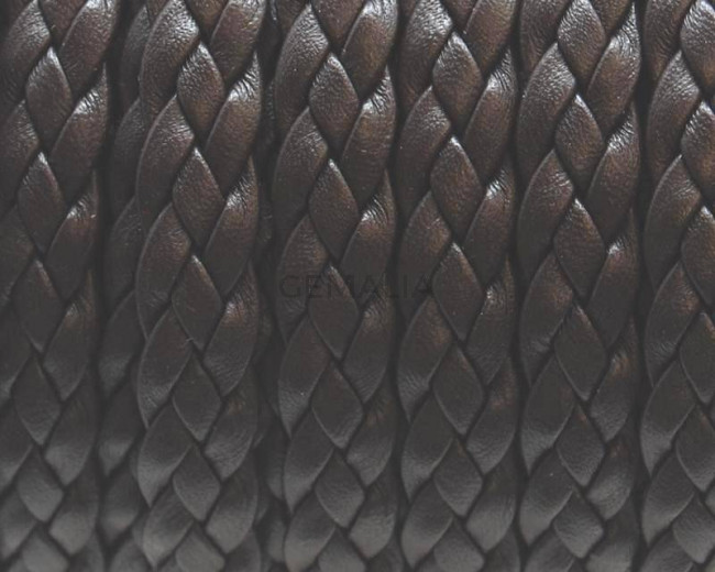 Cuero trenzado Plano 9x2mm. Marron oscuro. Calidad superior