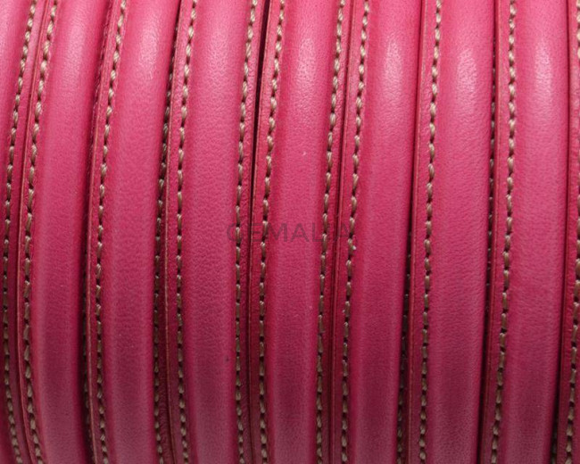 Cuero. Media caña. 10x5mm. Fucsia. Calidad SuperiorInt.1,5mm