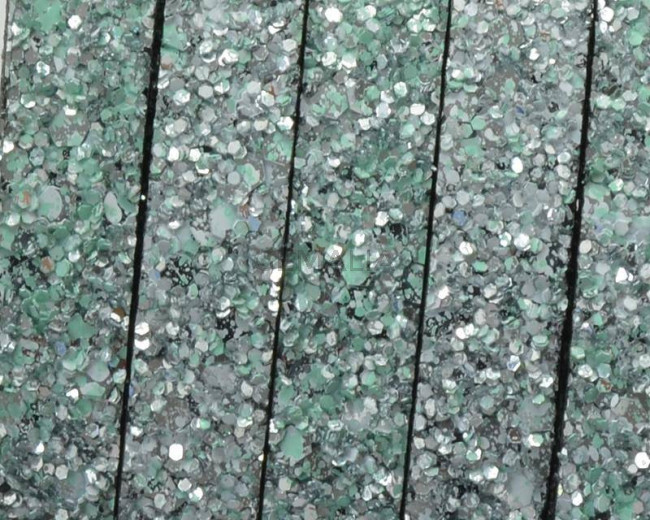 Tira de Fantasia sintetica. Plano 10x2mm. Plata-verde. Calidad Superior