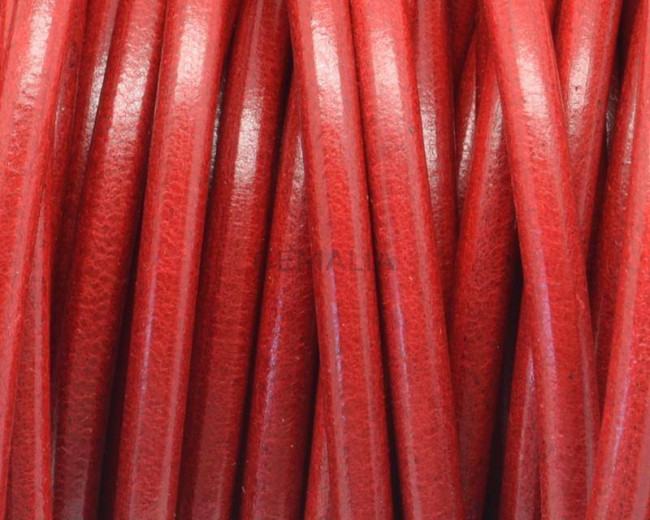 Cuero Redondo 5mm. Rojo. Calidad Superior
