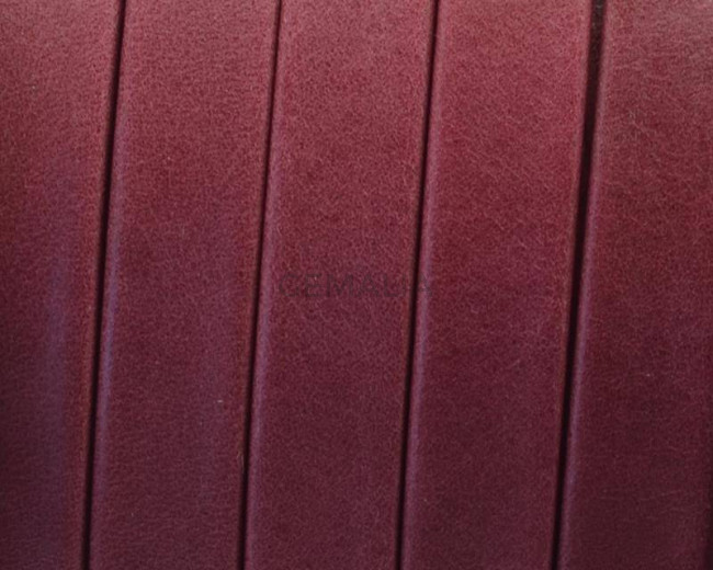 Cuero. Tira doblada. Plano 10x1,5mm. Denver.Granate. Calidad Superior