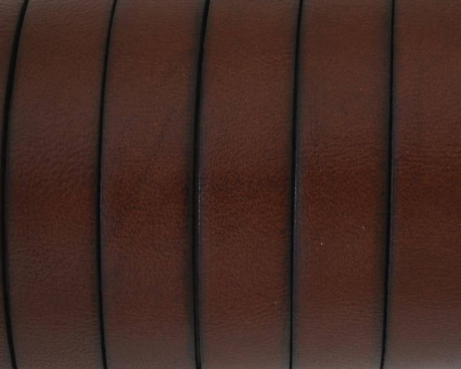 Cuero Plano 10x1,5mm. Coñac-cantos pintados negros. Calidad Superior