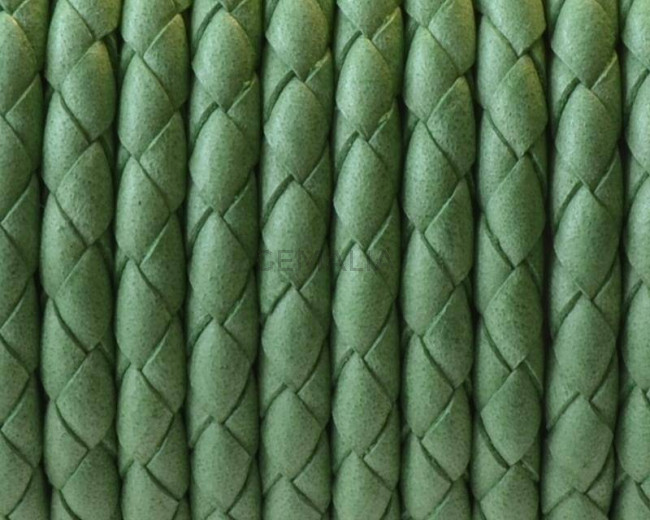 Cuero Trenzado Redondo 4mm. Denver. Verde hierba. Calidad superior