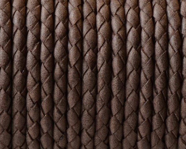Cuero Trenzado Redondo 3mm. Marron oscuro mate. Calidad superior