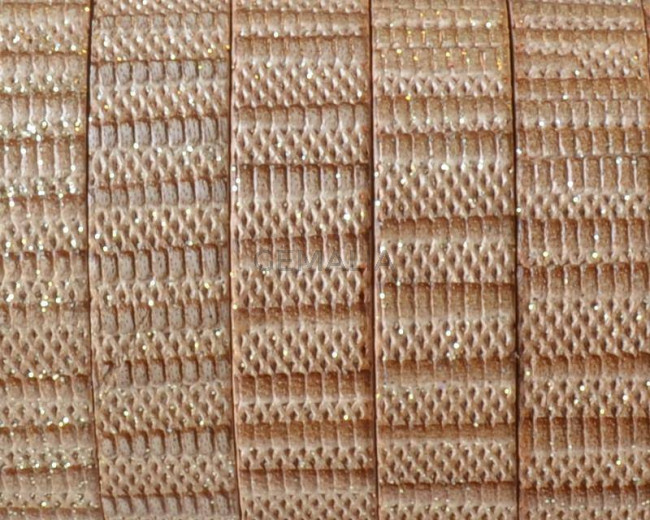 Cuero Plano 10x1,5mm. Beige-brillantina. Calidad superior