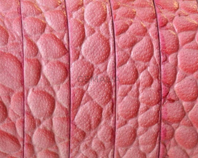 Cuero Plano 10x1,5mm. Grabado serpiente. Rosa. Calidad superior