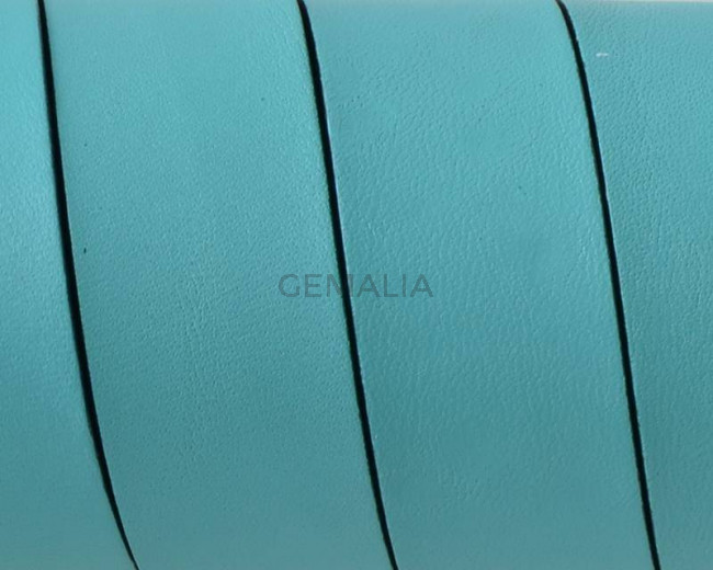 Cuero Plano 20x1,5mm. Verde mar-Cantos negros. Calidad superior