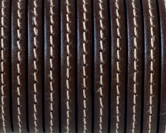 Cuero Plano cosido. 5x1,5mm. Marron oscuro. Calidad superior