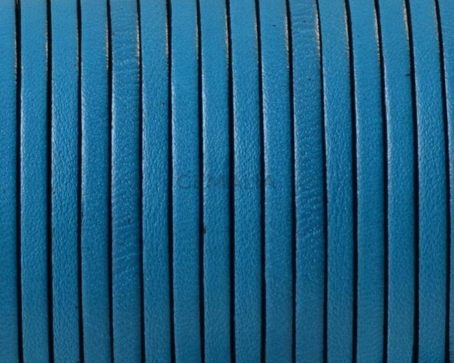 Cuero Plano 3x1,5mm. Azul turquesa-cantos negros. Calidad superior