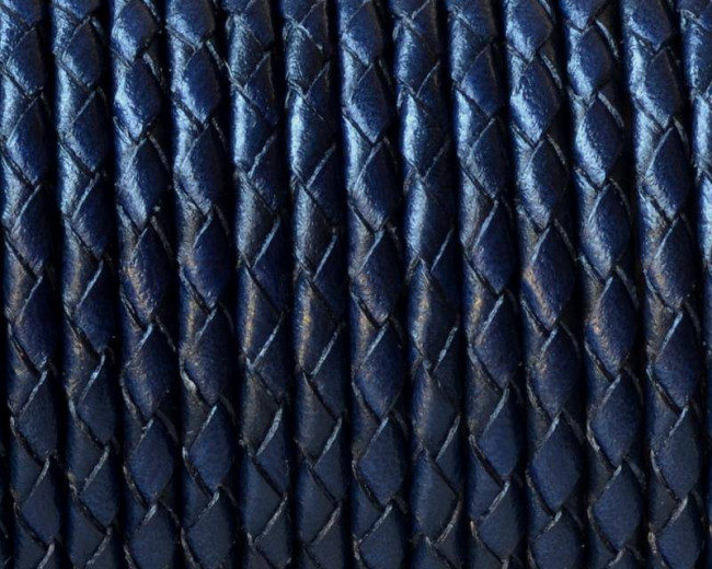 Cuero Trenzado Redondo 3mm. Azul vivo. Calidad superior.