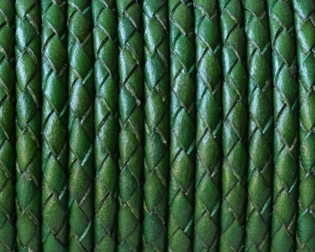 Cuero Trenzado Redondo 3mm. Verde. Calidad superior.