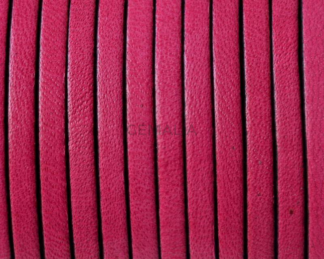 Cuero Plano 3x1,5mm. Fucsia-cantos negros. Calidad superior.