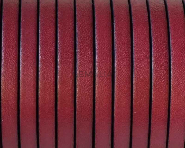 Cordon de cuero Plano 5x1,5mm. Burdeos-cantos negros. Calidad superior. Precio Especial