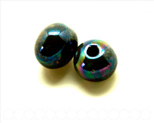 Ceramica. Bola 16mm. azul grisaceo. Int.3mm aprox.