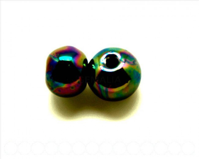 Ceramica. Bola 16mm. marron chocolate irisado. Int.4mm aprox.