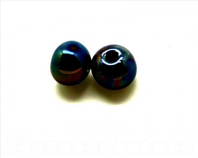 Ceramica. Bola 12mm. negro metalizado. Int.3mm aprox.
