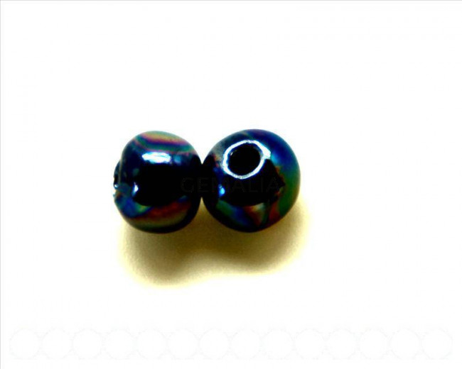 Ceramica. Bola 12mm. azul oscuro metalizado. Int.3mm aprox.