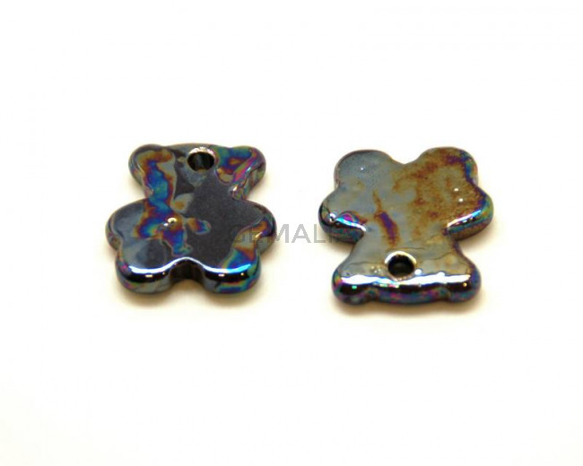 Ceramica. Oso. 27x24mm. Chocolate irisado. Int.3mm aprox.