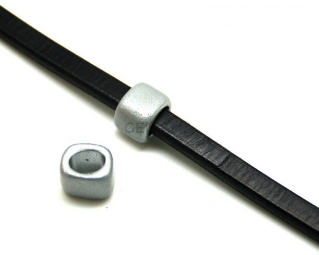 Ceramica. Rondel. 17x14x14mm. Plateado mate. Int.10mm