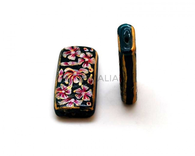 Cristal murano.Rectangulo.35x18x8mm.Verde botella.Int.1,8mm aprox.