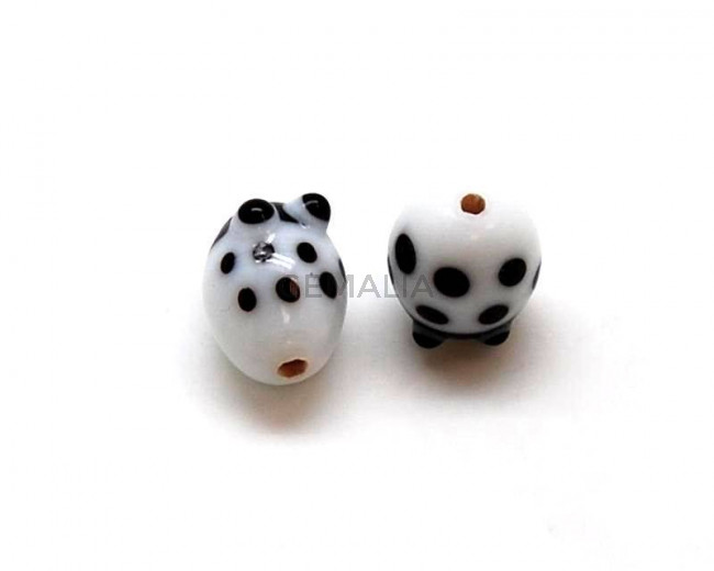 Cristal murano.Mariquita.15,5x12mm.Blanco.Int.2mm aprox.