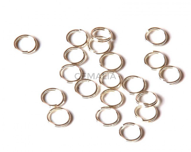 Cuentas Metalicas. Argolla Doble 8x0,7mm. Plateado