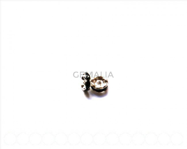 Cuentas metalicas. Rhinestone rondel 6mm. negro