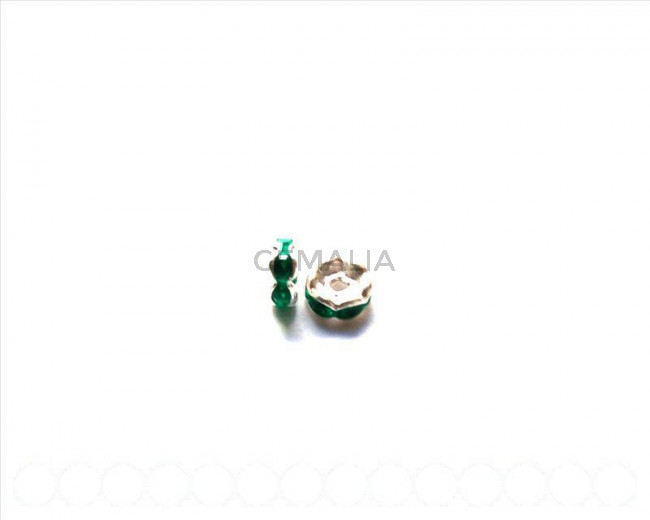 Cuentas metalicas. Rhinestone rondel 6mm. verde