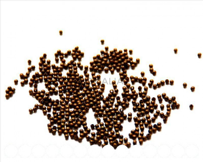 Cuentas metalicas. Bola 2mm. Oro viejo