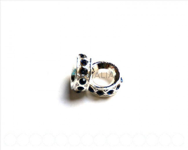 Cuentas metalicas. Rhinestone 15x15x6mm. montana. Int.8mm