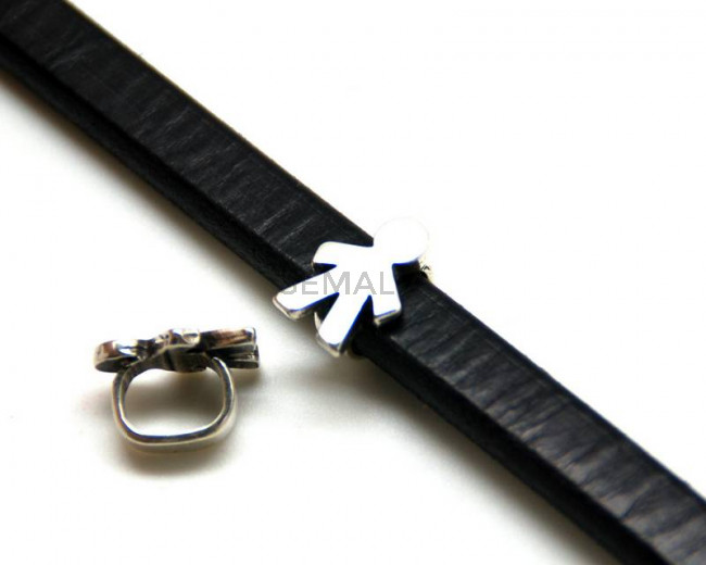 Niño Zamak entrepieza. 17x11mm. Plateado. Int.11x7mm