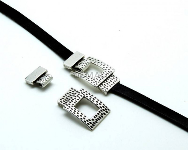 Cierre Zamak rectangulo. 49x25mm. Plateado. Int.2,8x16mm