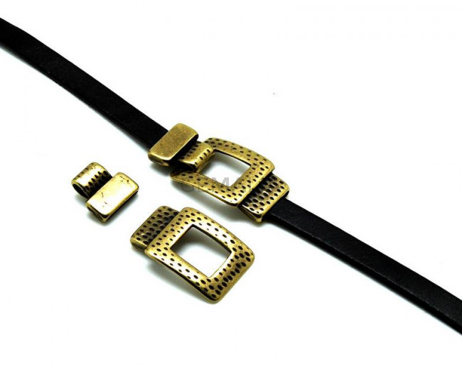 Cierre Zamak rectangulo. 49x25mm. Oro viejo. Int.2,8x16mm