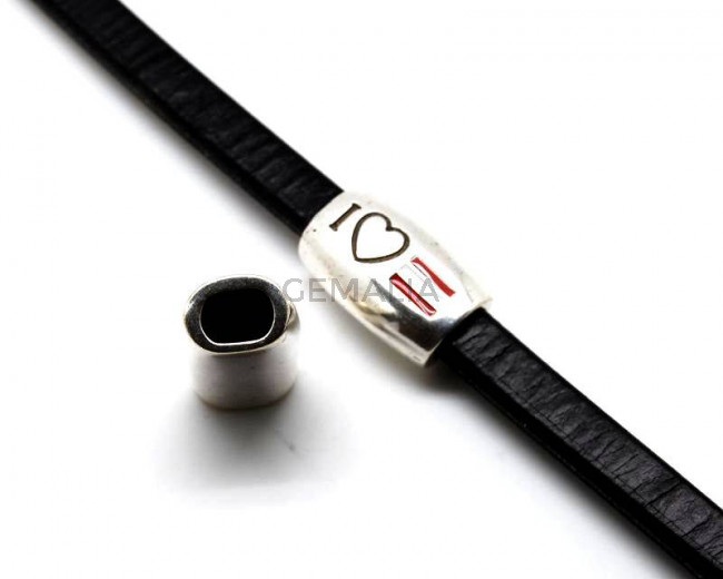 Zamak. Tubo. 29x18x11mm. I Love Blanquirroja-plateado. Int.11x7mm