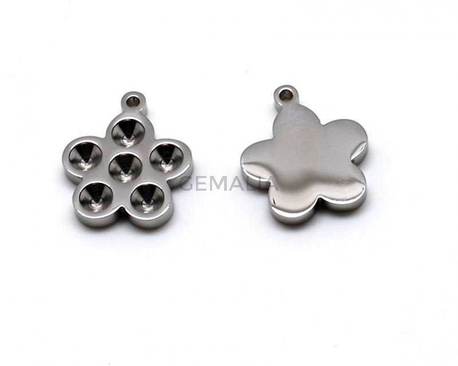 Acero inoxidable.Colgante.Flor.23x20x3mm.Int.2mm aprox.